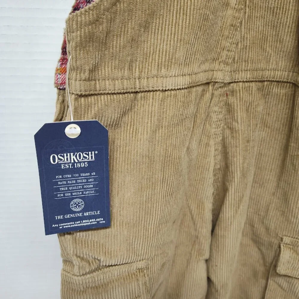 Vintage OshKosh Y2K Corduroy Baby Coverall 3-6 Month Brown NWT